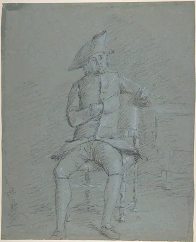 Seated Gentleman Holding a Pipe (recto); Half-Length Study of the Same Man (verso)