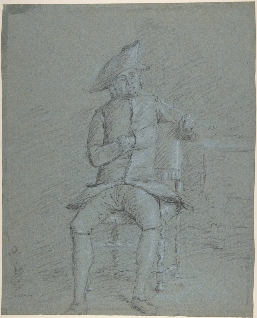 Seated Gentleman Holding a Pipe (recto); Half-Length Study of the Same Man (verso) by Francisco Bayeu y Subias