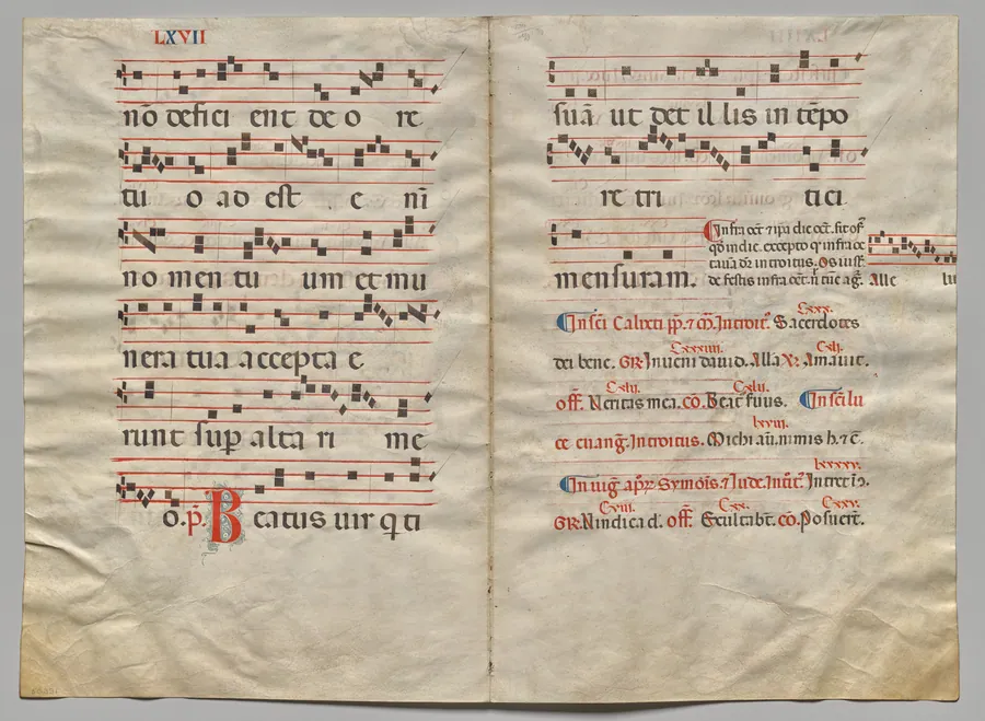 Bifolio from a Gradual:  Music and Text (verso)