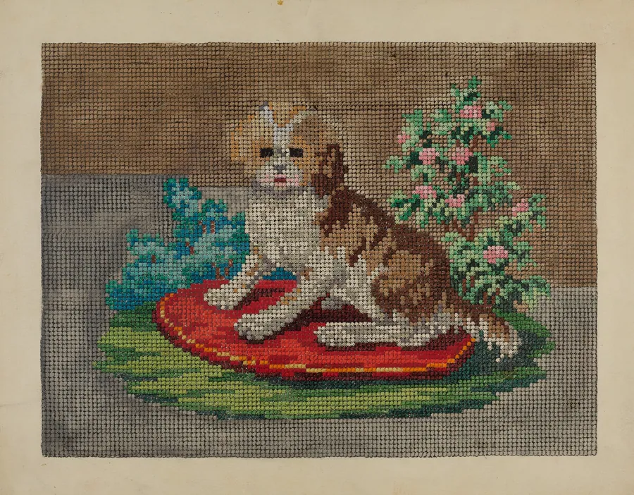Needlepoint Dog by Evelyn Bailey