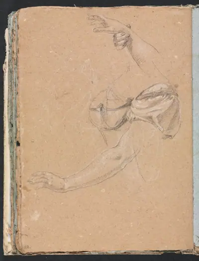 Verona Sketchbook: Female arms and hands with drapery (page 82)
