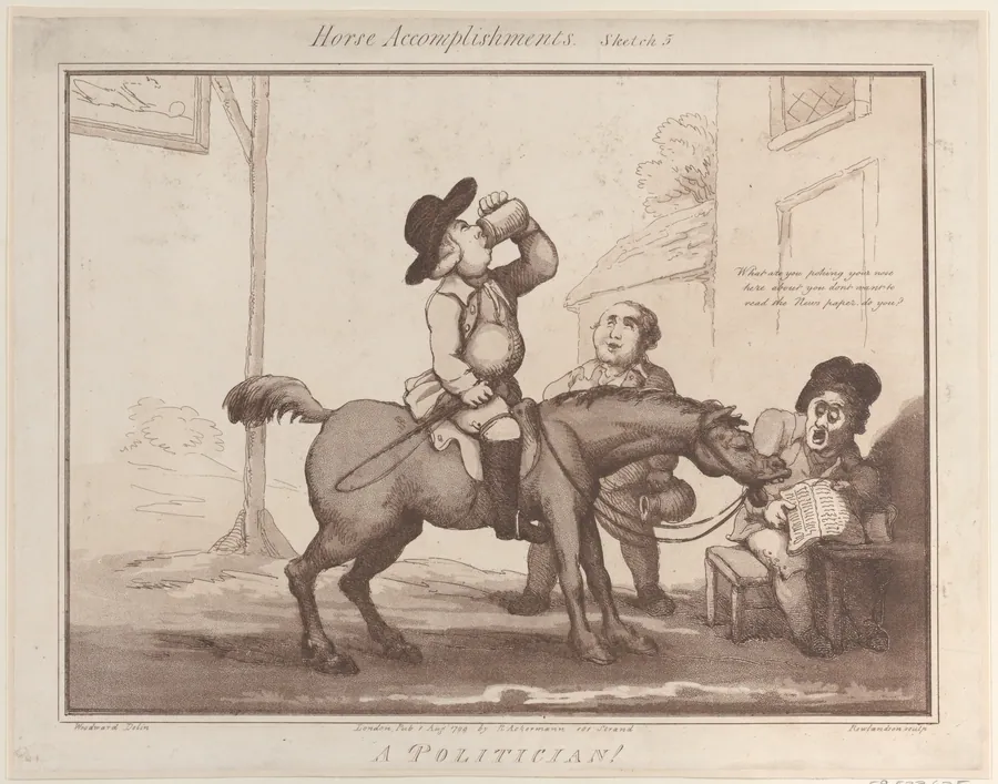 Horse Accomplishments, Sketch 5: A Politician !! by Rudolph Ackermann, London