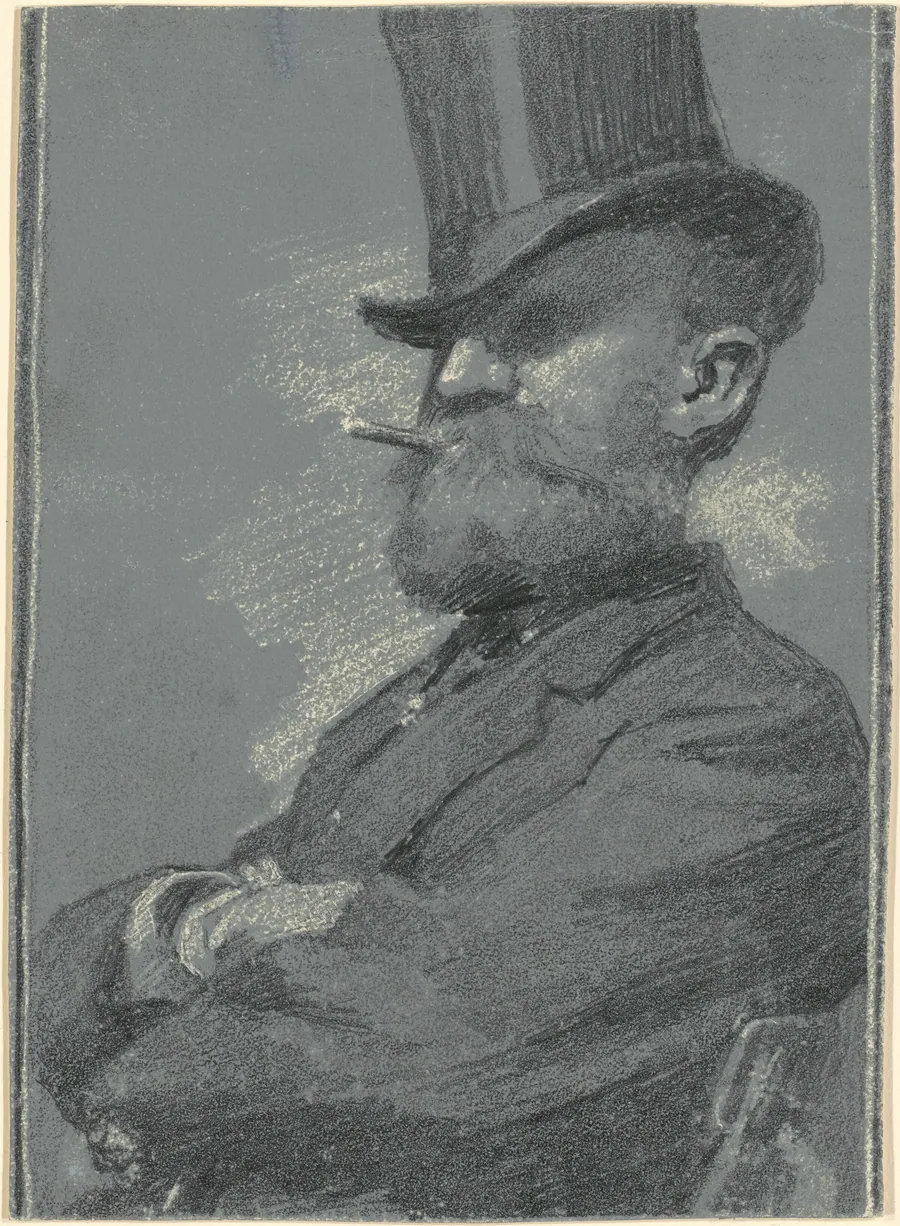 Man in Top Hat, Smoking a Cigar by Robert William Vonnoh