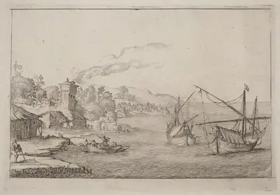 Coastal Landscape with Anchored Vessels