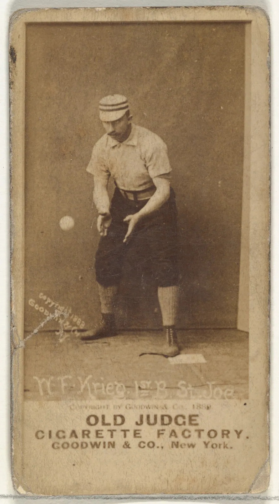 William Frederick "Bill" Krieg, 1st Base, St. Joseph Clay Eaters, from the Old Judge series (N172) for Old Judge Cigarettes by Goodwin & Company