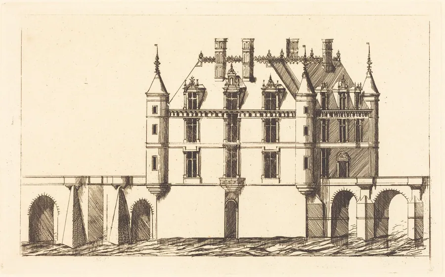 Chateau de Chenonceau, 1re planche (The Chateau of Chenonceau, 1st plate) by Charles Meryon