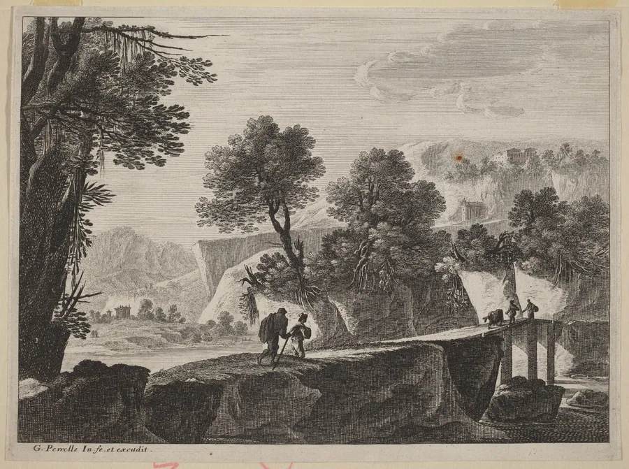Travelers Approaching a Bridge by Gabriel Perelle