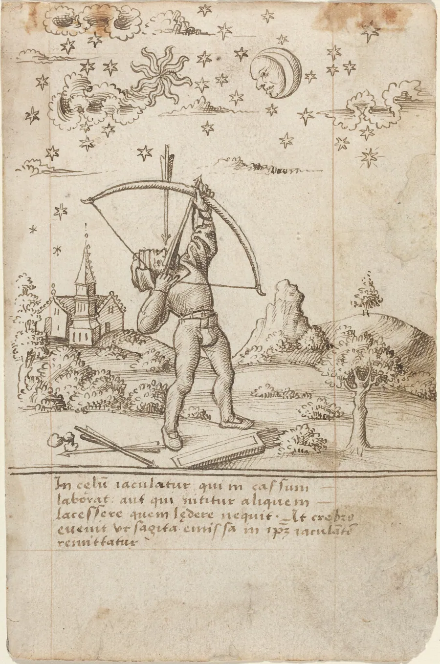 "You Are Shooting at Heaven" [fol. 9 recto] by French early 16th Century