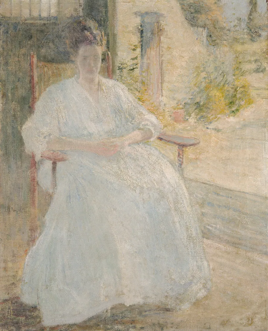 Figure in Sunlight (Artist's Wife) by John Henry Twachtman, born Cincinnati, OH 1853-died Gloucester, MA 1902