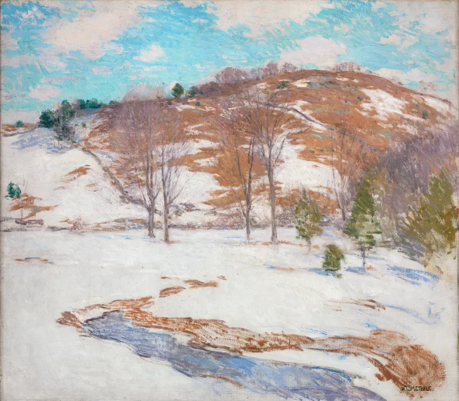 Snow in the Foothills by Willard L. Metcalf, born Lowell, MA 1858-died New York City 1925