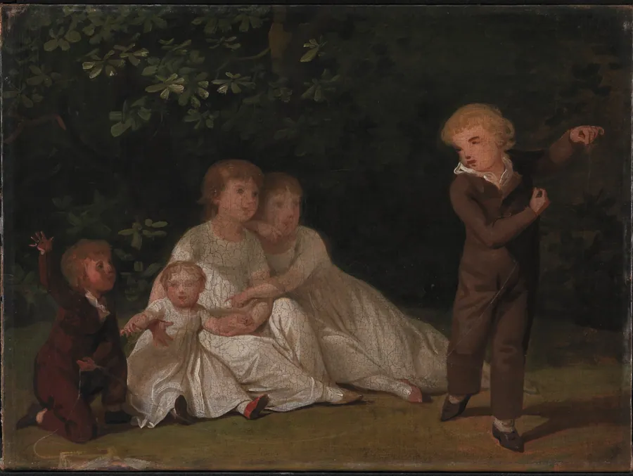 Kunstnerens fem børn i en have. Studie by Jens Juel