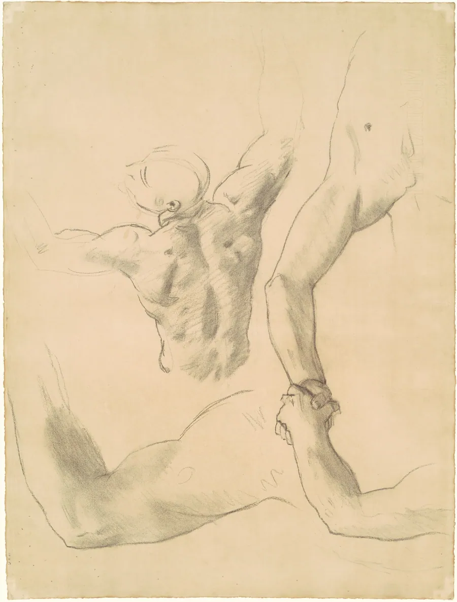 Studies for "Two Classical Male Figures Wrestling" by John Singer Sargent