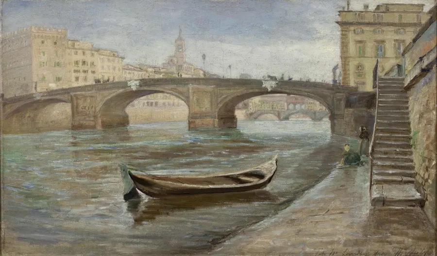 Gråvejrsdag i Florents ved Ponte S. Trinita by Theodor Philipsen
