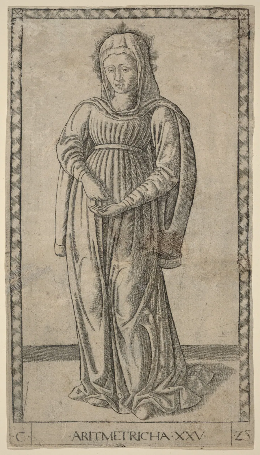 Aritmetricha (Arithmetic) by Master of the E-Series Tarocchi