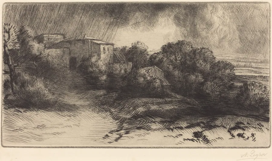La Ferme de Brieux (Effect d'orage) (Farm at Brieux in a Storm) by Alphonse Legros