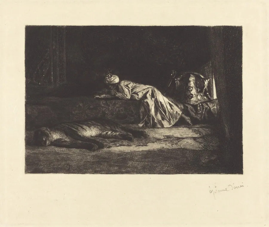 Oriental Interior with Sleeping Tiger by Jean Joseph Benjamin Constant