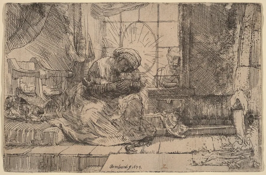 The Virgin and Child with the Cat and Snake by Rembrandt van Rijn