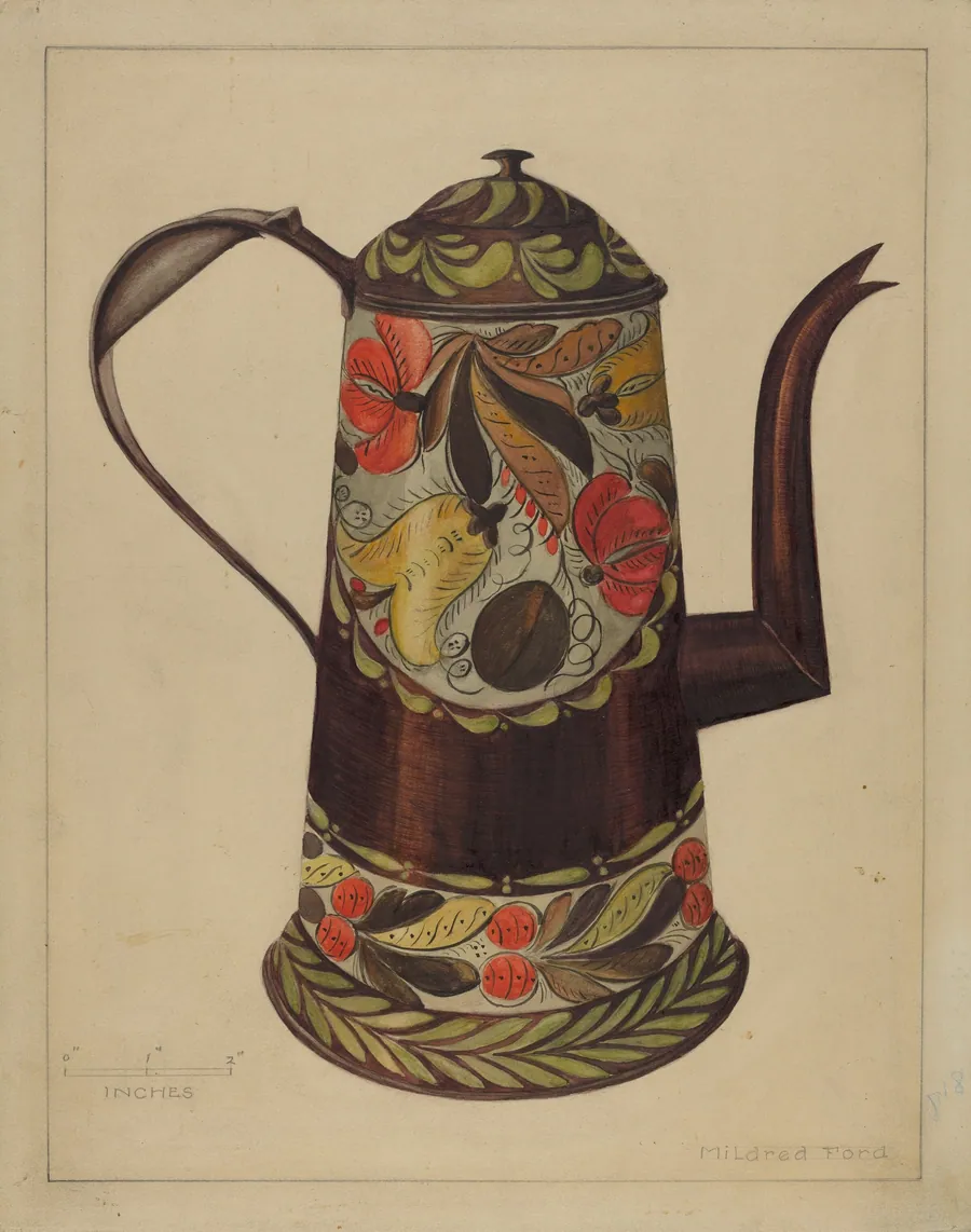 Toleware Coffee Pot by Mildred Ford