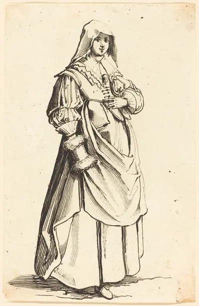 Bourgeoise with Muff, Facing Right