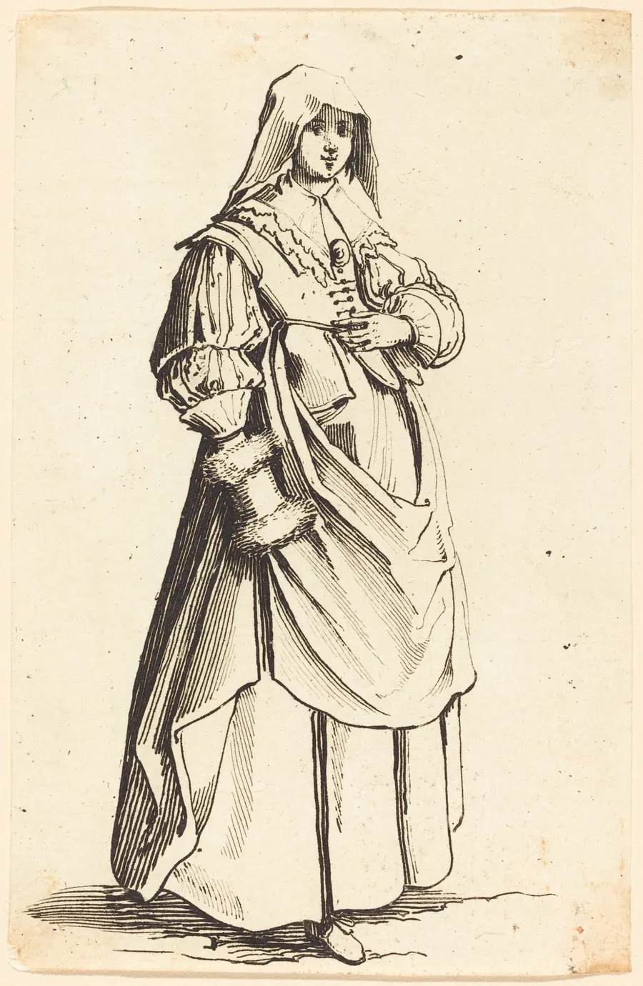 Bourgeoise with Muff, Facing Right by Israel Henriet