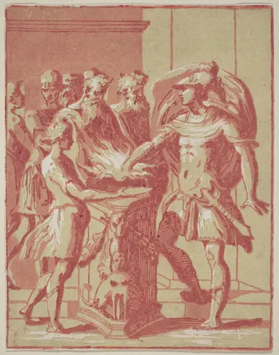 Mucius Scaevola Putting his Hand in a Fire