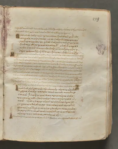 Text, folio 229 (recto), from a Gospel Book with Commentaries
