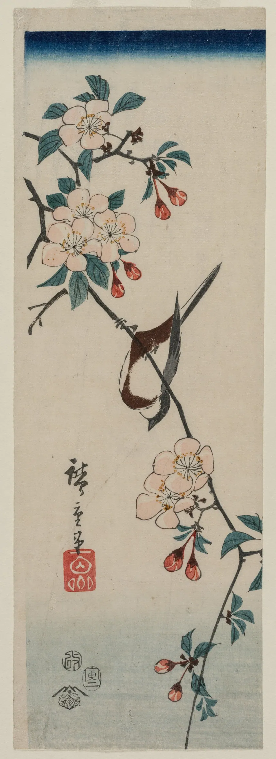 Small Bird (Swallow ?) on Cherry Branch by Utagawa Hiroshige