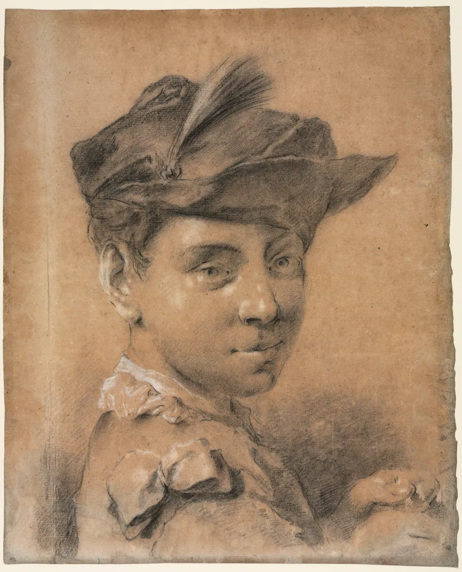 Head of a Young Man Wearing a Hat by Giovanni Battista Piazzetta