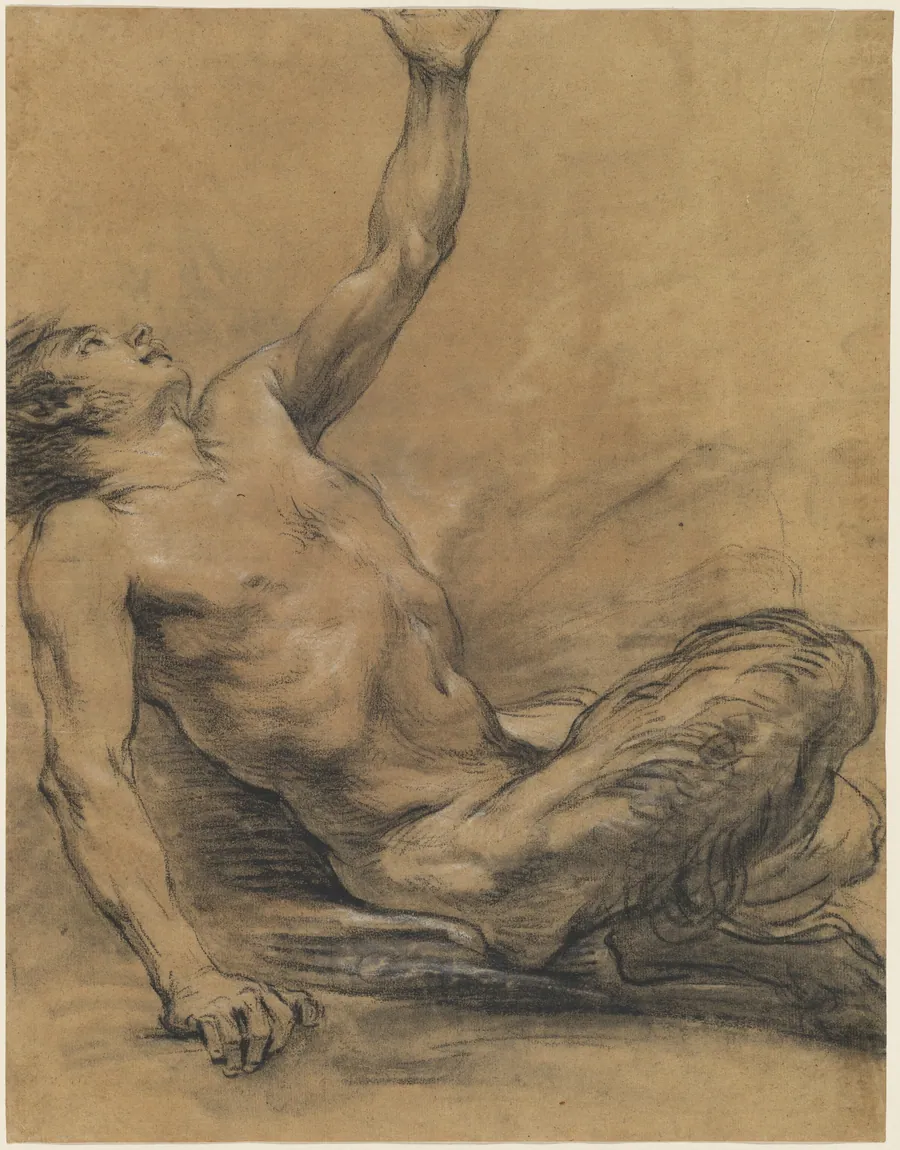 Seated Satyr Leaning Backward [recto] by Jean-Baptiste Deshays