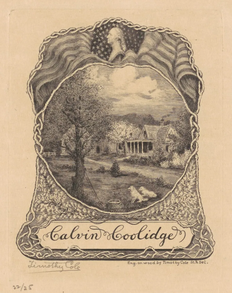 Bookplate for Calvin Coolidge by Timothy Cole