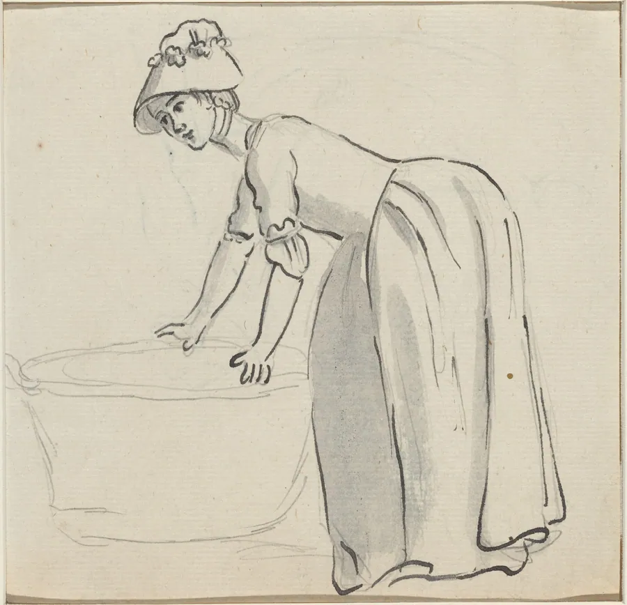 Girl with a Bonnet at Work [recto] by Paul Sandby