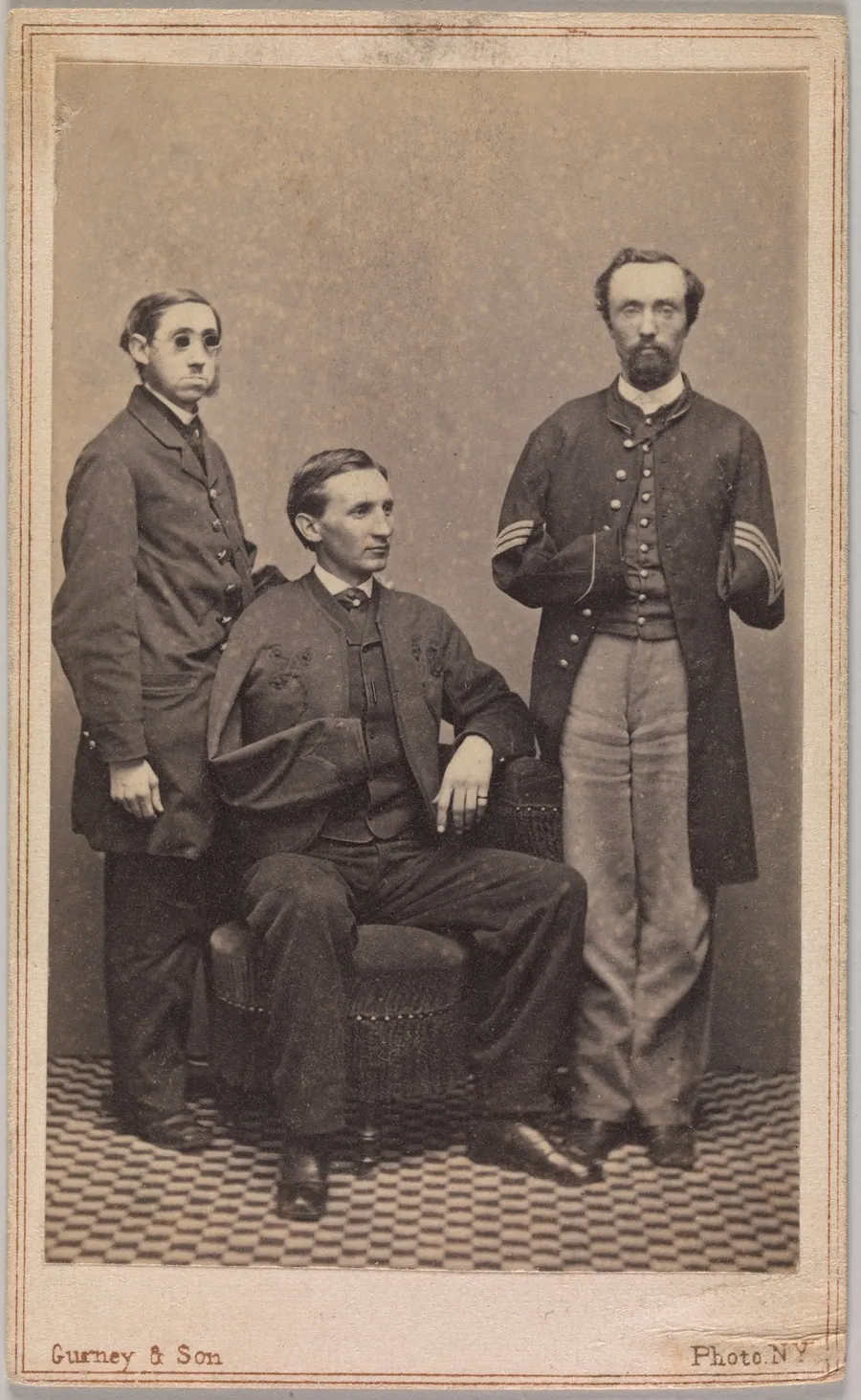 [Disabled Union Soldiers Posed in Aid of the U.S. Sanitary Commission at the New York Metropolitan Fair] by J. Gurney & Son