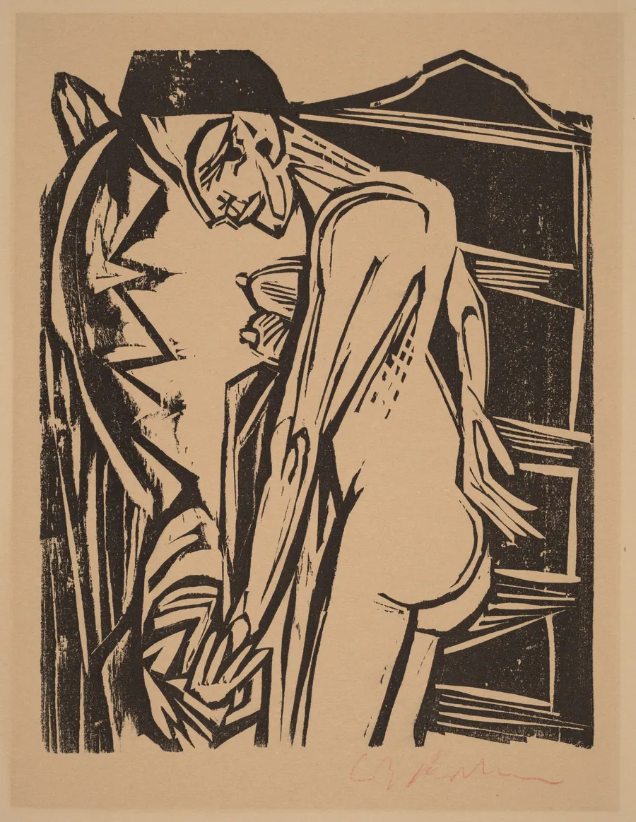 Female Nude Before a Cabinet by Ernst Ludwig Kirchner