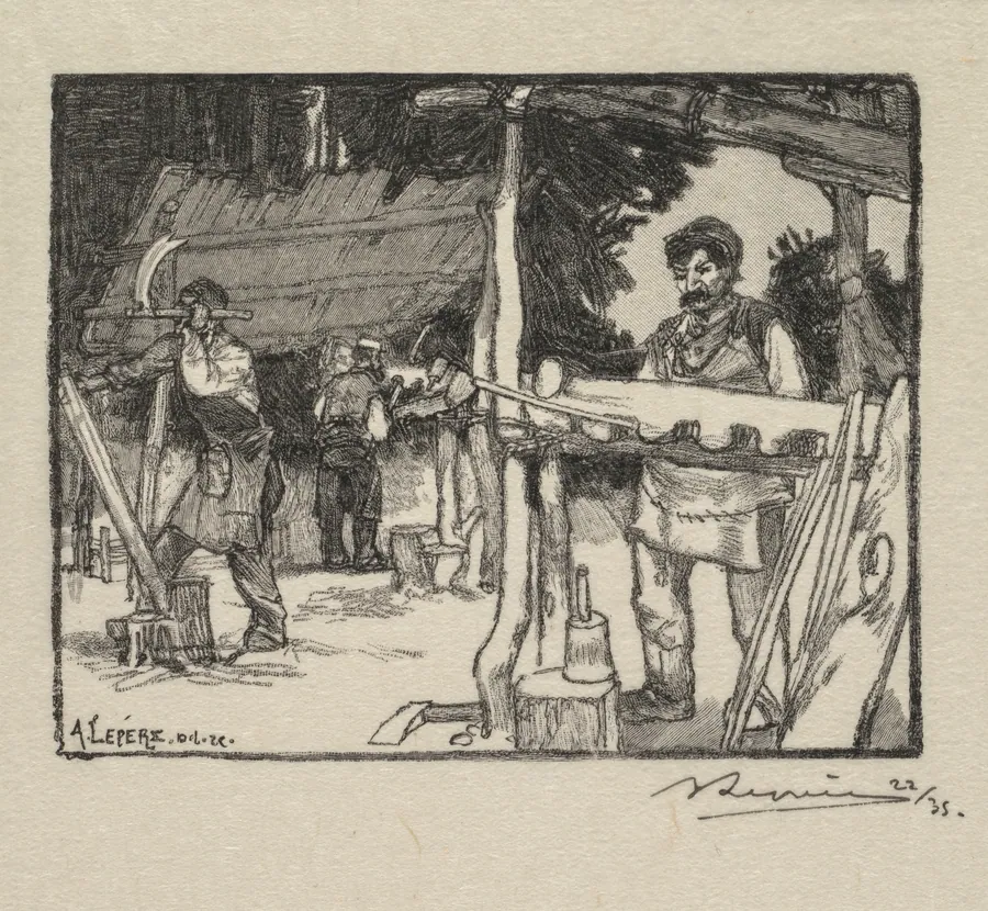 Fontainebleau Forest: Manufacturer of Slats (La Forêt de Fontainebleau: Le Fabricant de lattes) by Auguste Louis Lepère