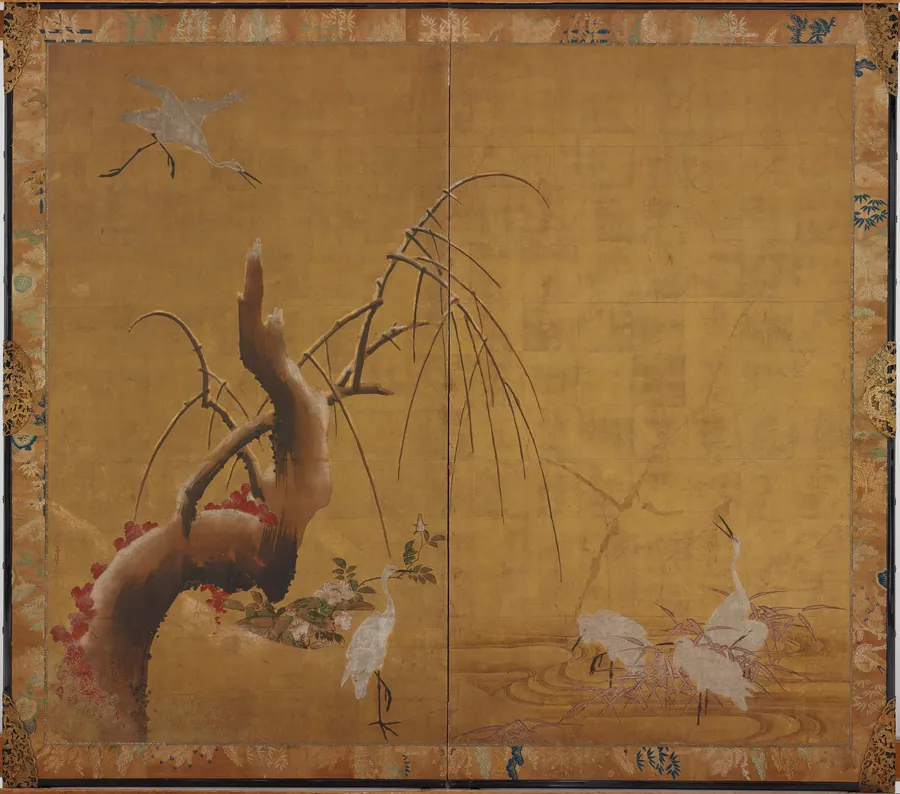 Herons and Old WIllow by Kano Sadanobu (1596-1623)