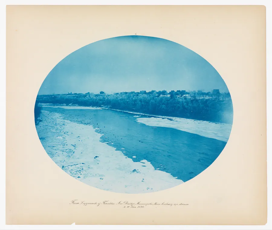 No. 6. From South Approach of Franklin Ave Bridge, Minneapolis, Minnesota Looking Up Stream (Low Water) by Henry P. Bosse