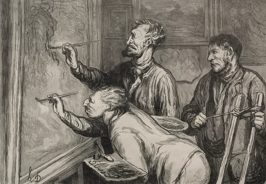 The Paintings Exhibition of 1868: Giving it the last touch by Honoré Daumier