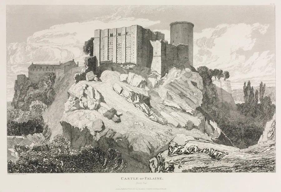 Architectural Antiquities of Normandy (Vol. II), Pl. 90:  Castle of Falaise (North View) by John Sell Cotman