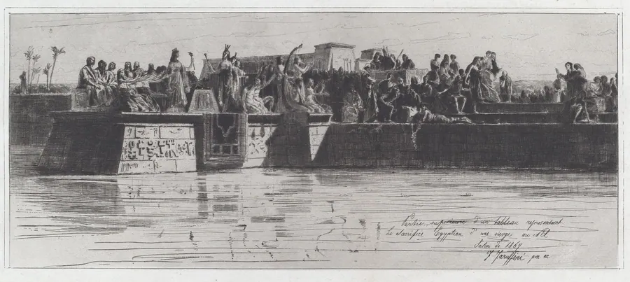 Partie supérieure d’un tableau représentant le sacrifice Egyptien d’une vierge au Nil [The Upper Part of a Painting Representing the Egyptian Sacrifice of a Virgin to the Nile] by Federico Faruffini