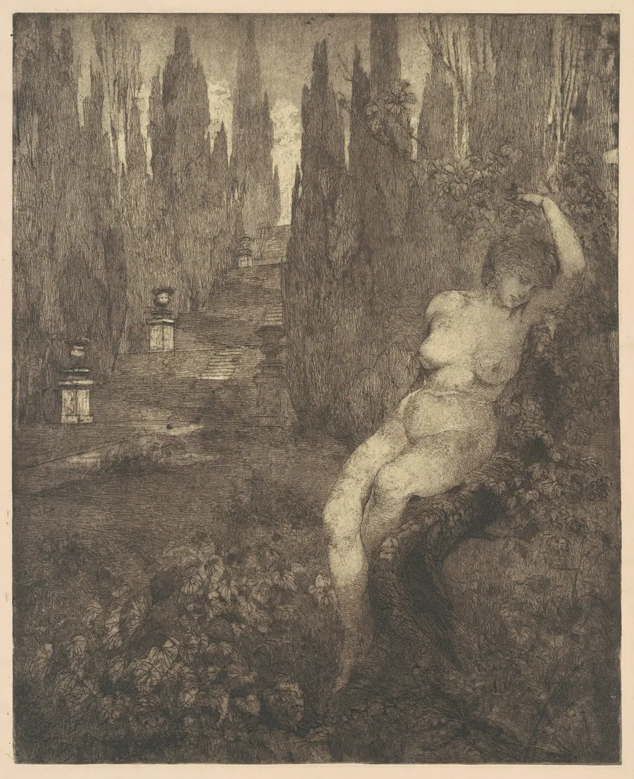 Donna ignuda addormentata nel parco [Naked Woman Asleep in the Park] by Carlo Paolo Agazzi