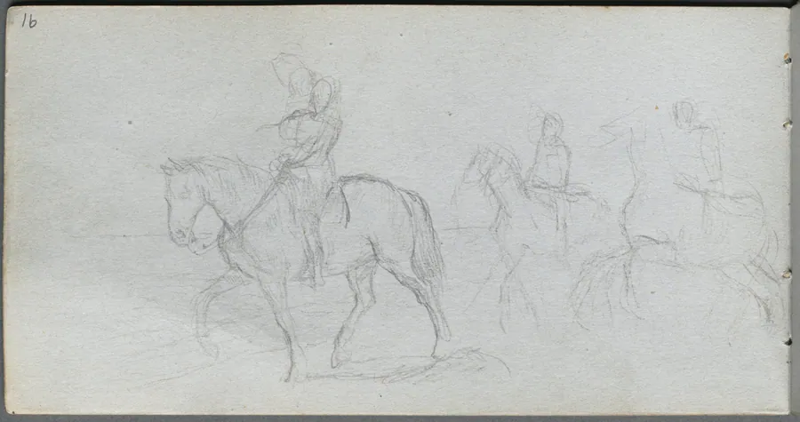 Sketchbook, page 91: Figures on Horseback by Ernest Meissonier