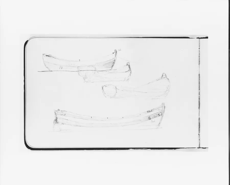 Four Rowboat Sketches (from Sketchbook) by Albert Bierstadt