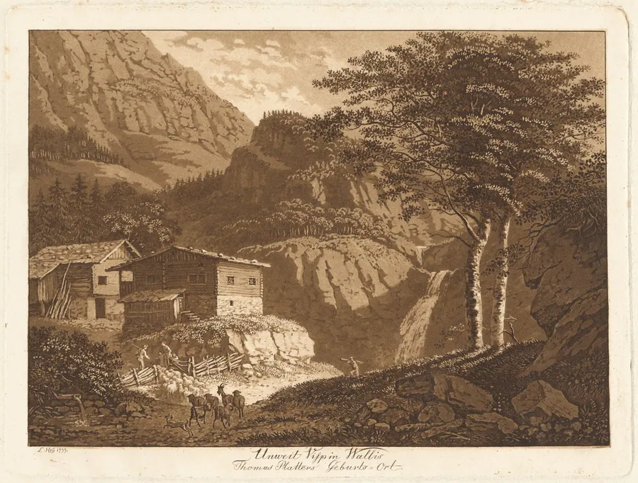 Unweit Visp in Wallis / Thomas Platters Geburts Ort by Ludwig Hess