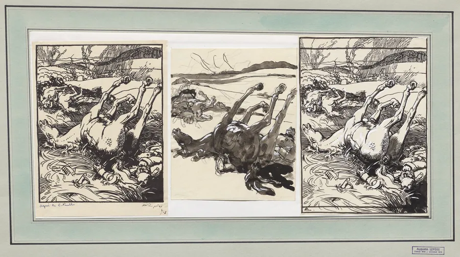 Après la bataille, chevaux morts by Auguste Louis Lepère