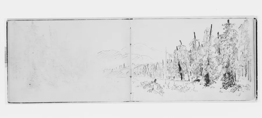 Landscape with Forest, Fields, and Mountains (from Sketchbook X) by William Trost Richards