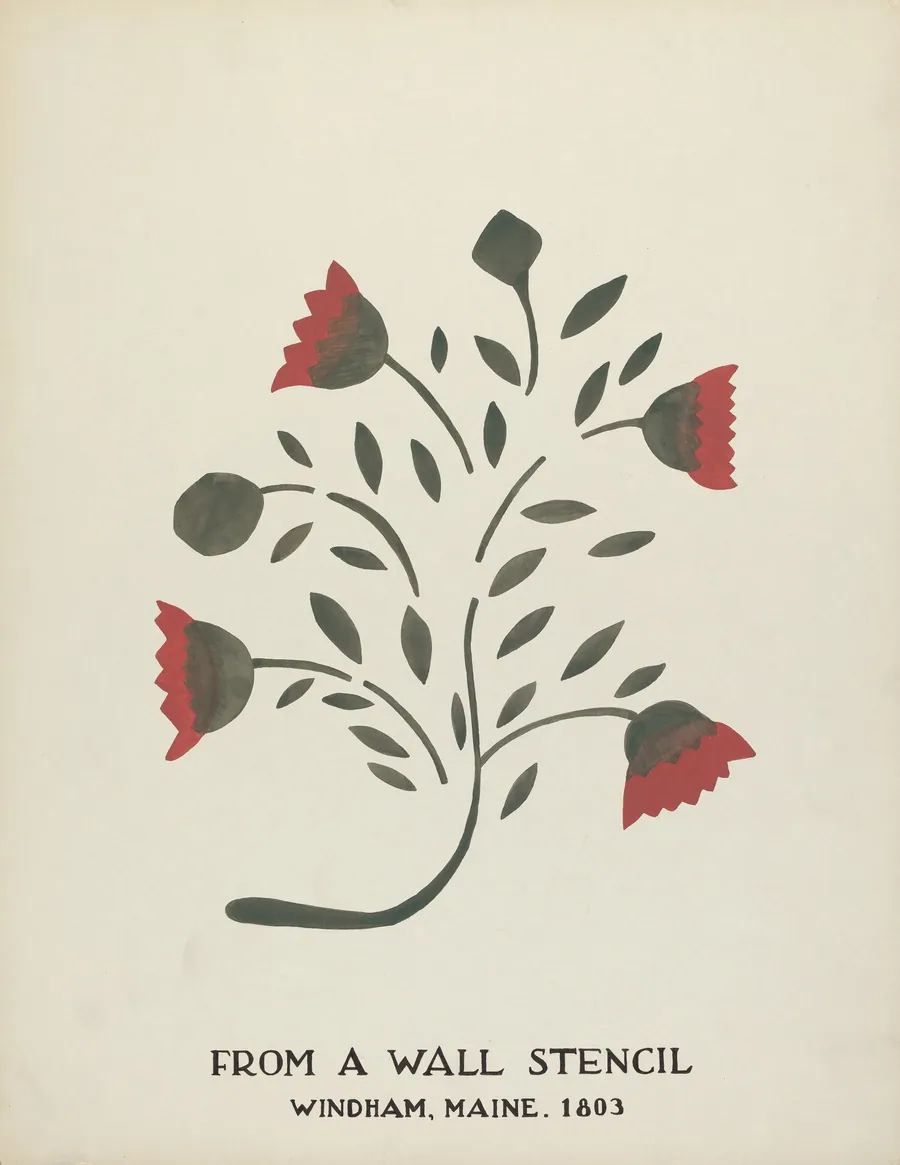 Design from Windham, Maine 1803: From Proposed Portfolio "Maine Wall Stencils" by Mildred E. Bent