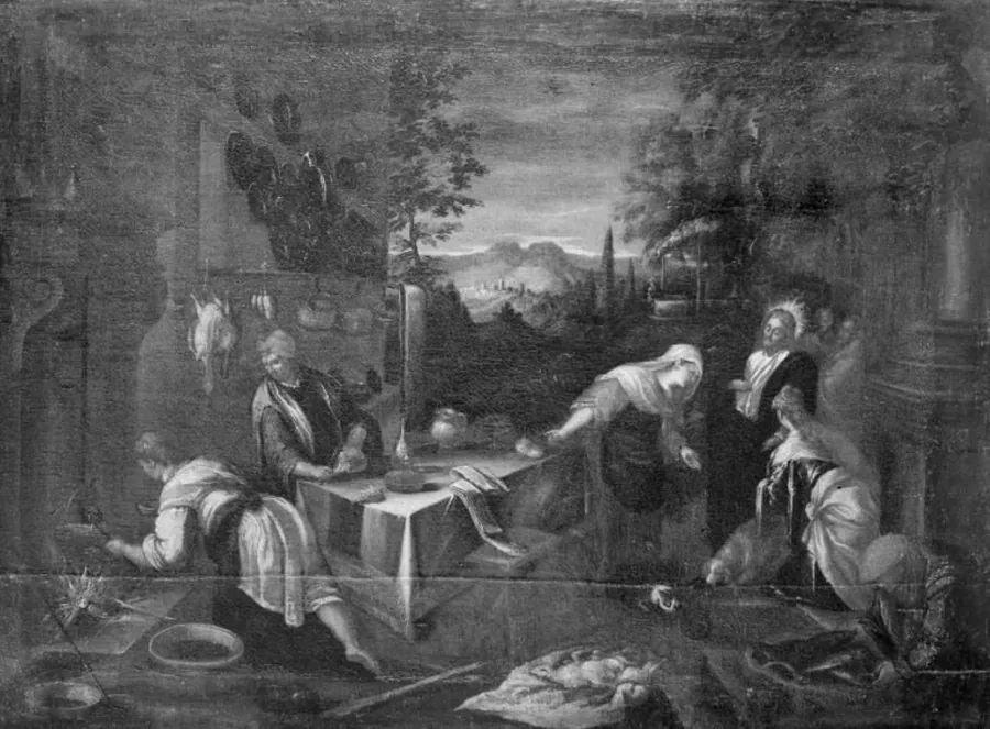 Kristus hos Den hellige Martha og Jomfru Maria by Ubekendt