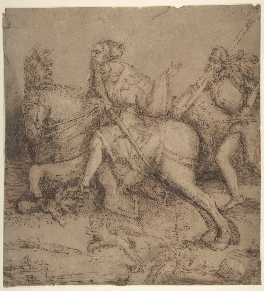 Knight on Horseback and Landsknecht by Albrecht Dürer