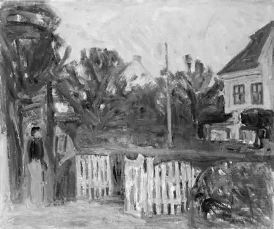 Hvide havelåger. Skumring. Svaneke