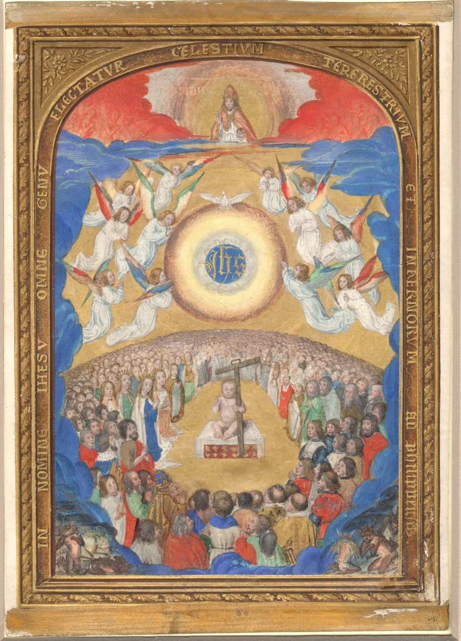 Manuscript Leaf with Adoration of the Holy Name, from a Book of Hours by Simon Bening